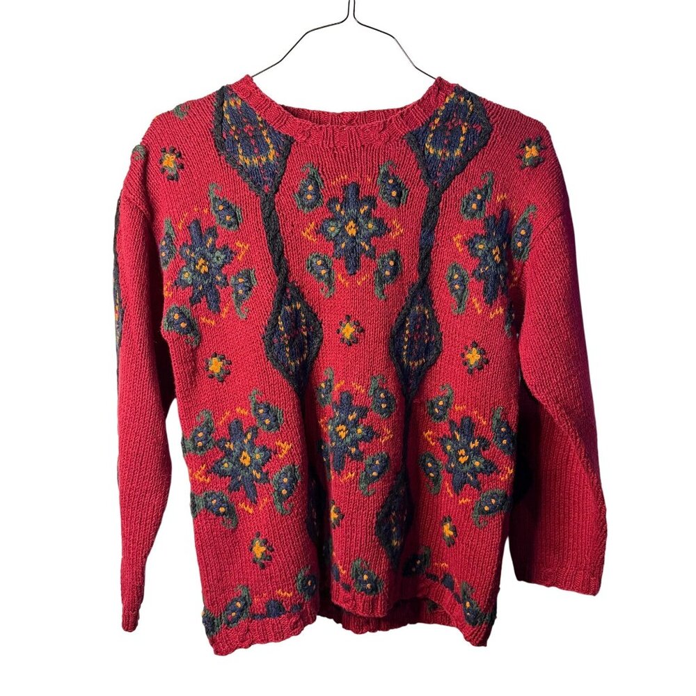 VTG Portraits Northern Isles Womens Small Hand Knitted Nordic‎ Heritage Sweater